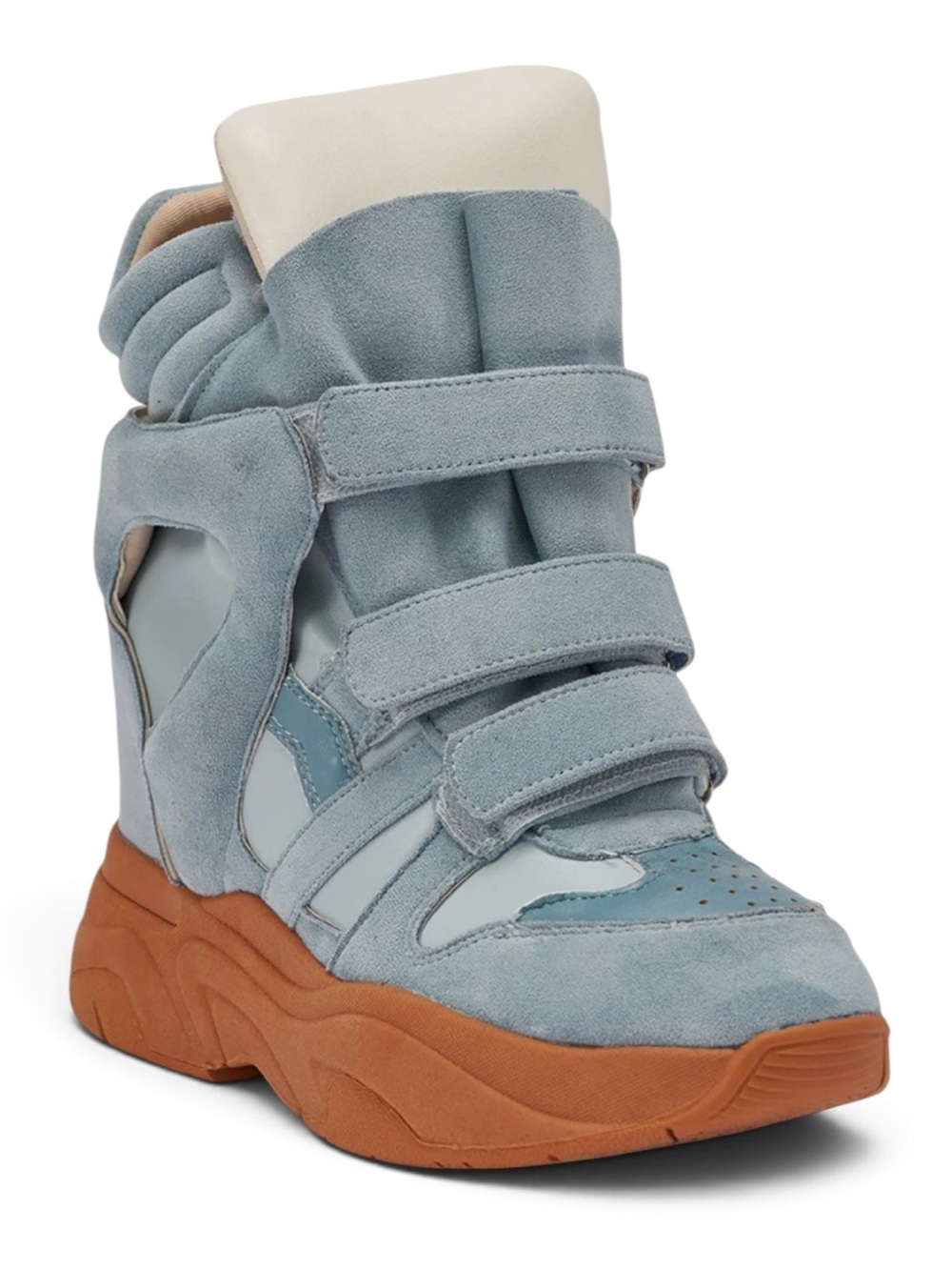 MARANTO BLUE WEDGE FAUX SUEDE SNEAKER